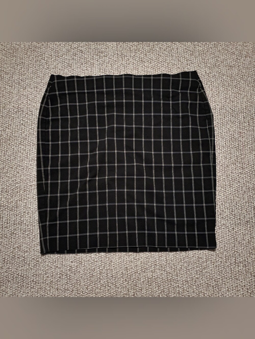 Elle Black Windowpane Check Pencil Skirt